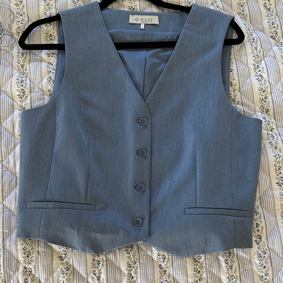 Wayf Tops - Wayf Blue Sleeveless Vest Top